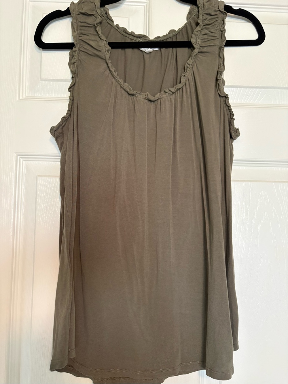 Maurices Olive Ruffle-Trim Scoop Neck Tank